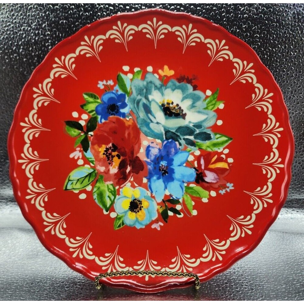 The Pioneer Woman Melody Red Floral Dessert/Salad/Small Plate (Set of 5) 8.5" - Picture 4 of 16